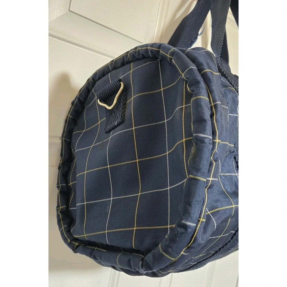 Oxford Blue Plaid Duffle Bag Vintage Polyester / Nylon 22